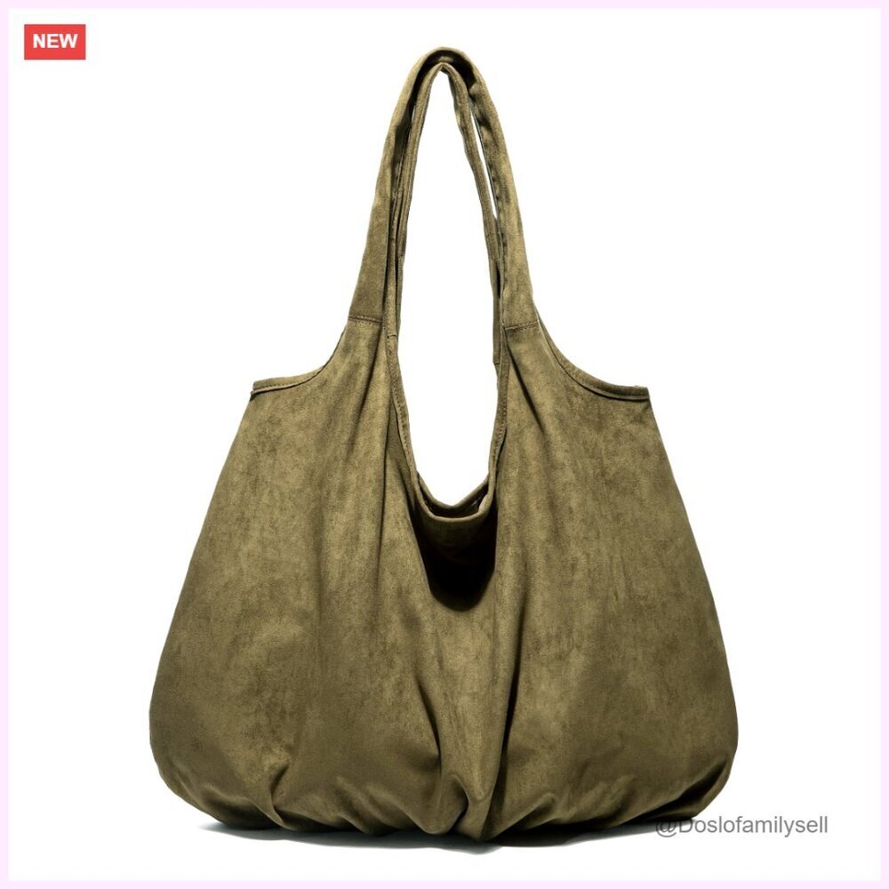 Large Faux Suede Hobo Shoulder Bag Tote Purse for Travel Work